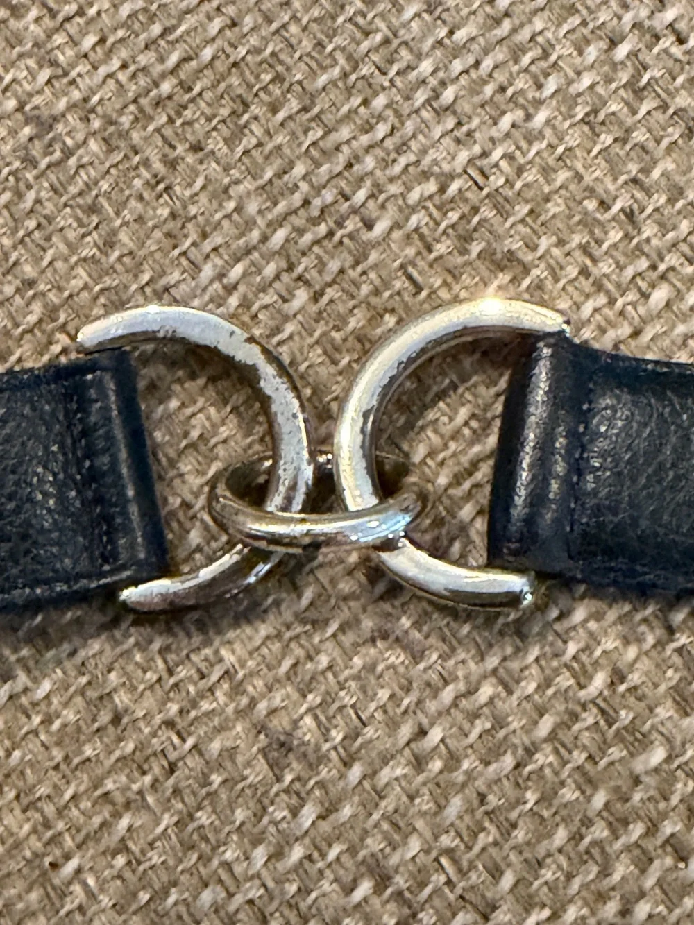 EUC - Longchamp Vintage Navy Leather Belt with Silver Buckle & Hardware